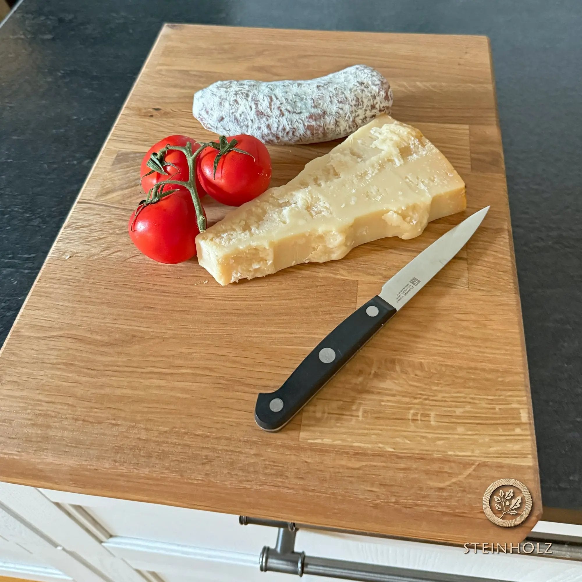 Schneidebrett aus massiver Eiche mit Anschlag – Stabil, hochwertig und praktisch  Steinholz